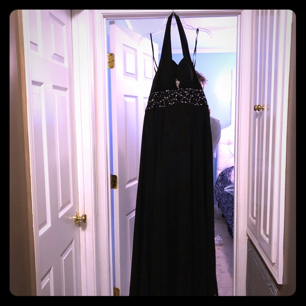 Black formal dress halter style